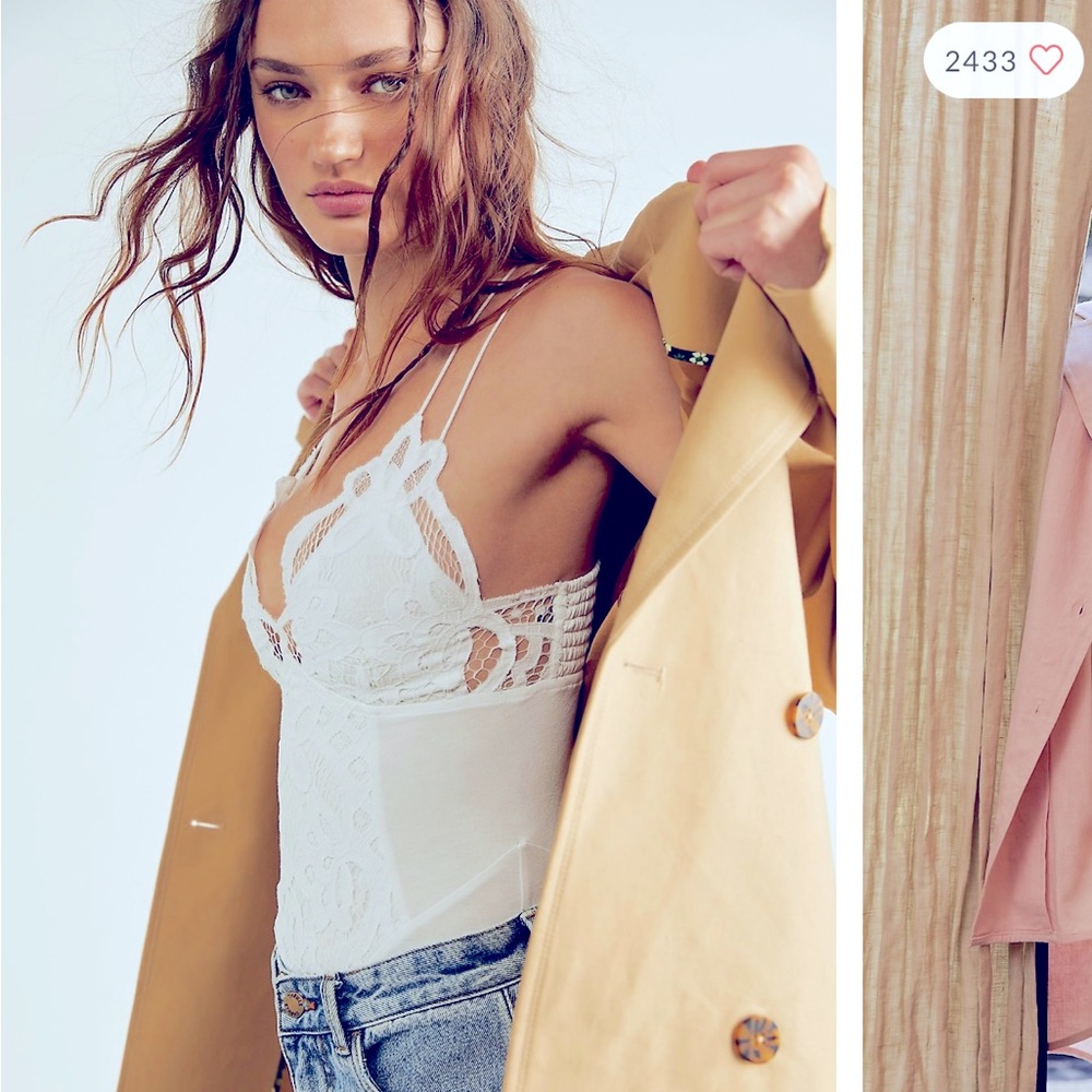 Free people Adella Bodysuit, white size small, NWT